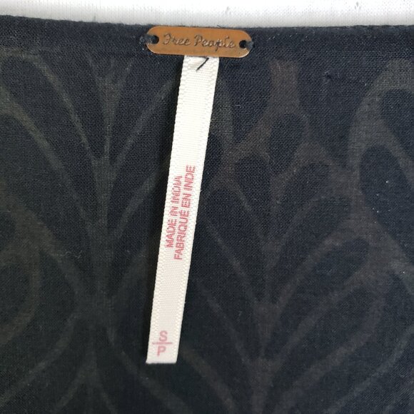 Free People Gia Shift Printed Mini Dress Bell Sleeve Lace-up 70s Bohemian size S - Picture 5 of 16